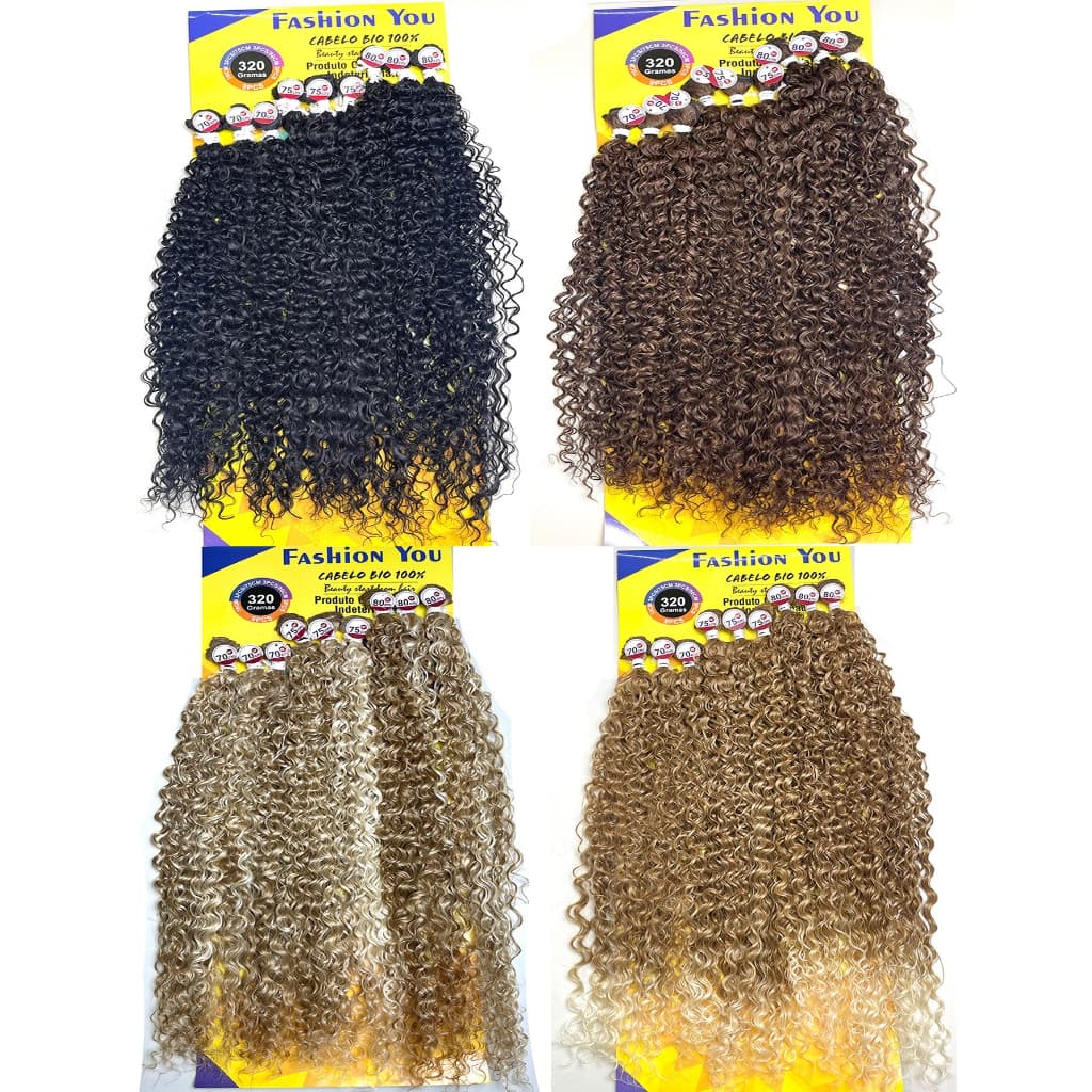 Cabelo Orgânico Cacheado Bio Fibra 320g 80cm 9 Telas Fio sem brilho Fashion You Lucia E Natalie