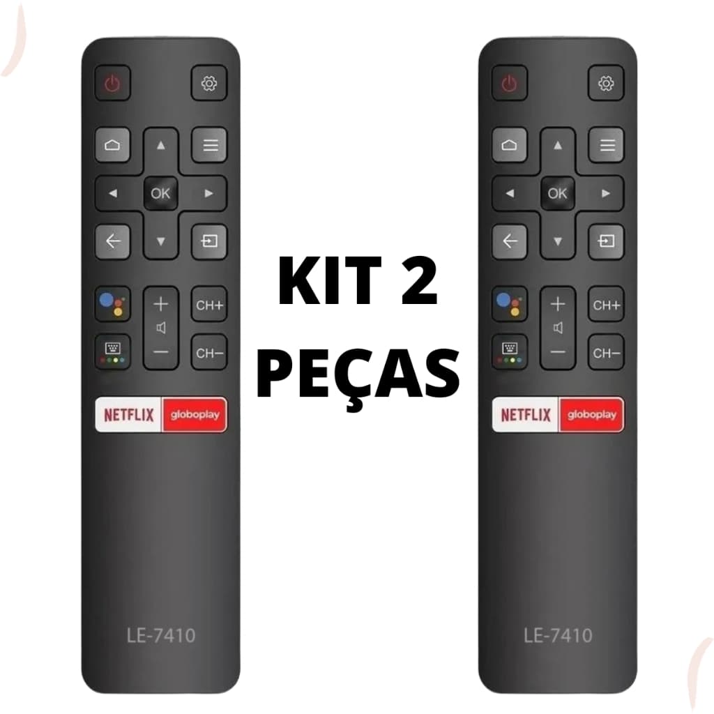 KIT 2 CONTROLE REMOTO PARA TV TCL  Smart Rc802v 55p8m Netflix Globoplay