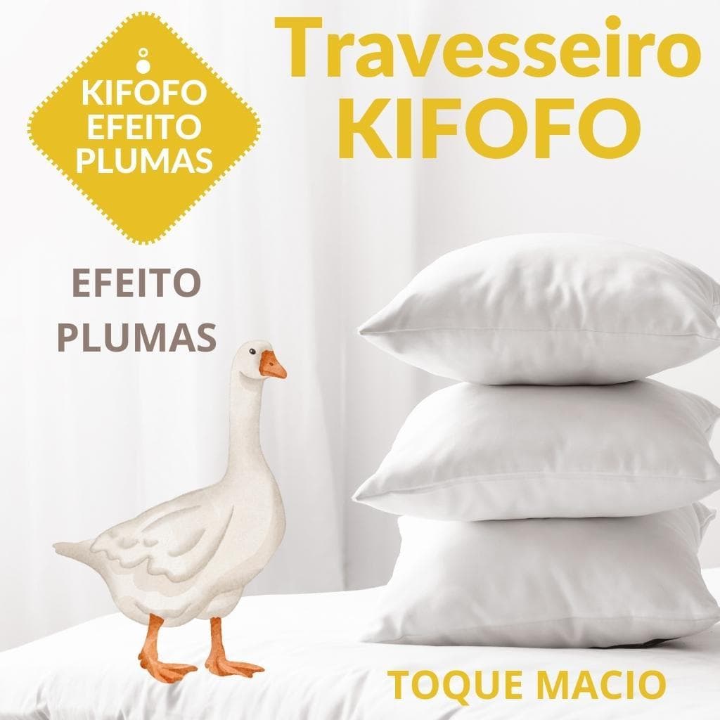 Kit Par de Travesseiros Efeito Plumas Kifofo 2 Peças Toque Macio Efeito Plumas