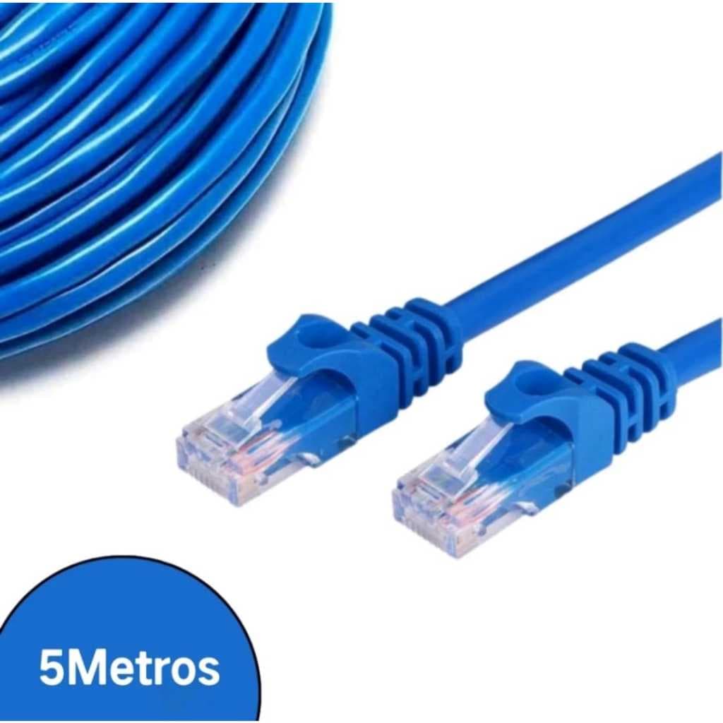 Cabo de rede internet Montado rj45 azul 5 metros