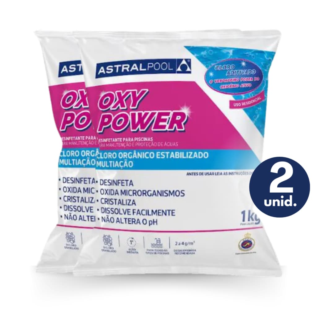 Kit 02 Cloros para Limpeza de Piscina OxyPower 1KG - Astral Pool