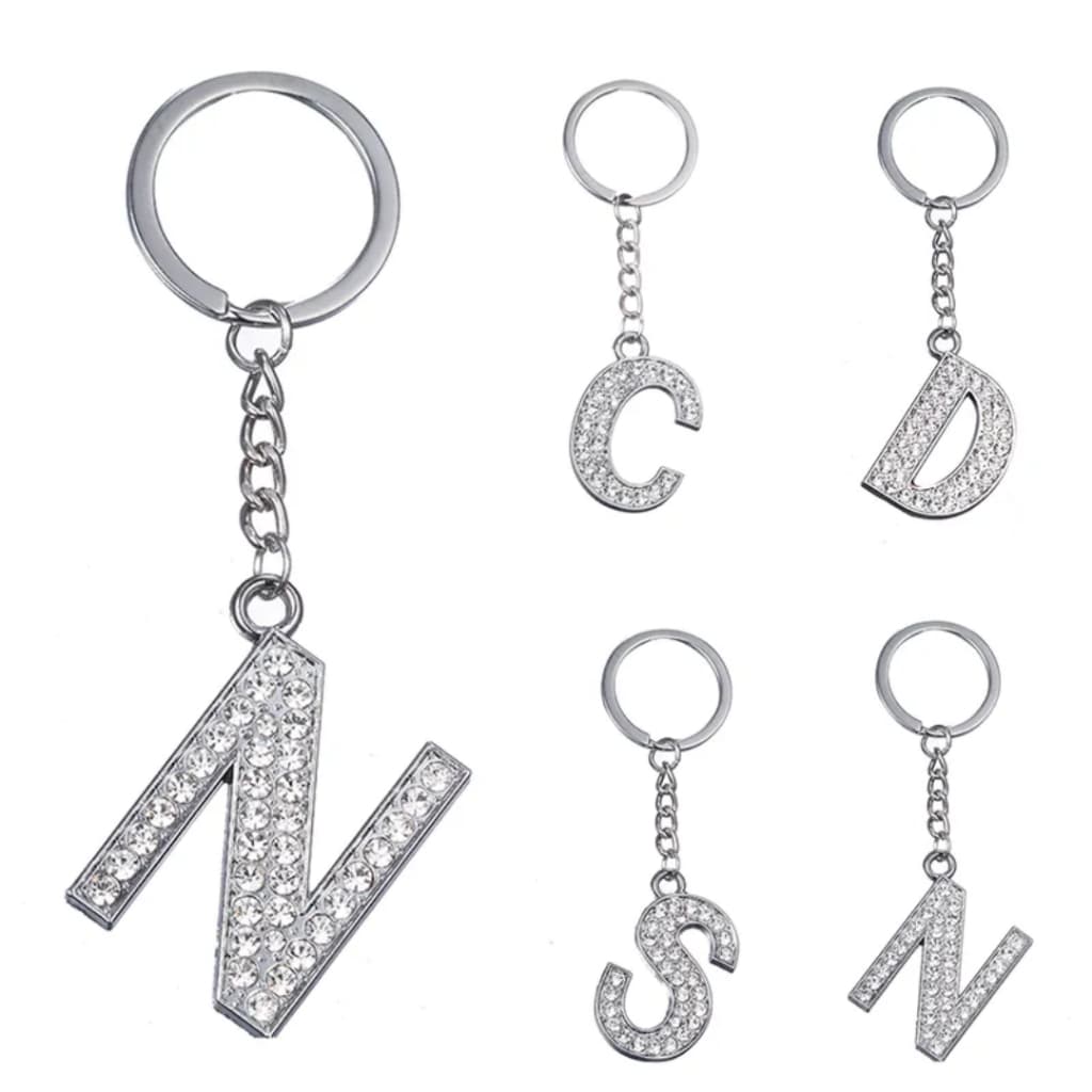 chaveiros com letras inglesas, alfabeto de A a Z, de strass cristal A B C D E F G H I J K L M N O P Q R S T U V W X