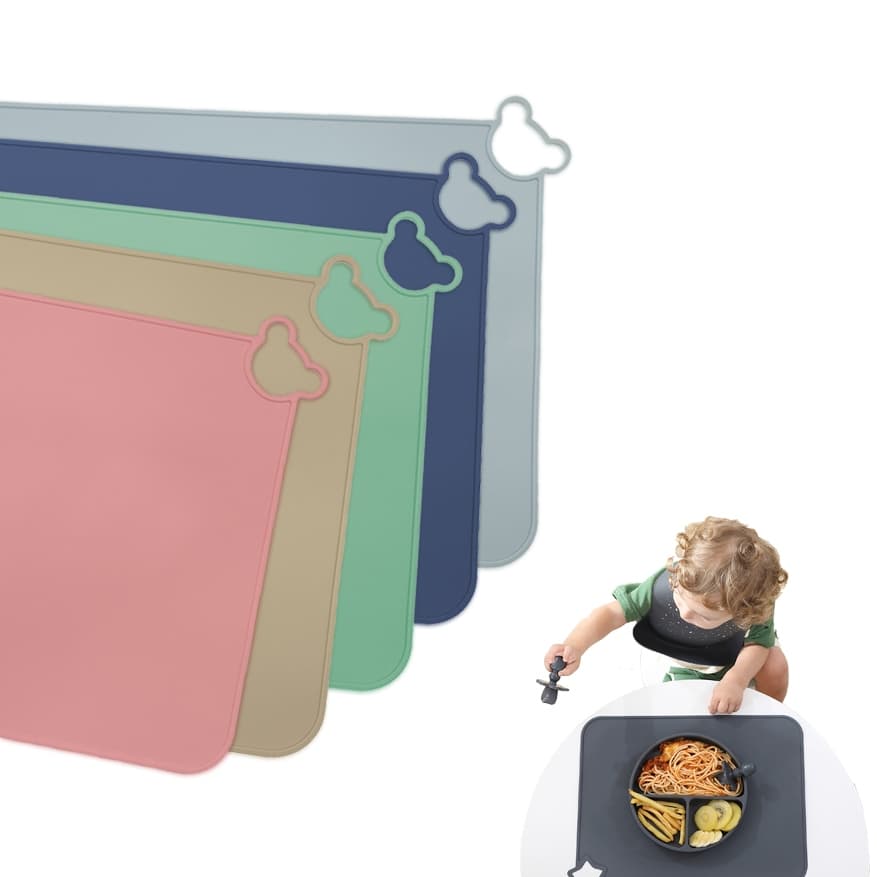 Jogo Americano De Silicone Para Mesa De Bebê & Infantil Impermeável e Antiderrapante Isolamento Térmico (Rosa)
