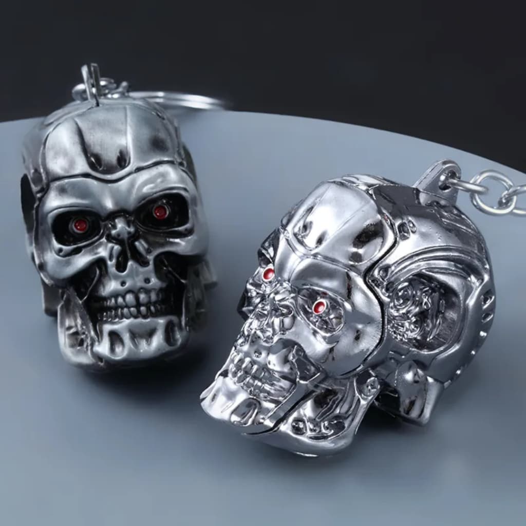 Chaveiro Exterminador do Futuro T800 T1000 com Material de qualidade Terminator Skull Head Chaveiro Pingente Chaveiro