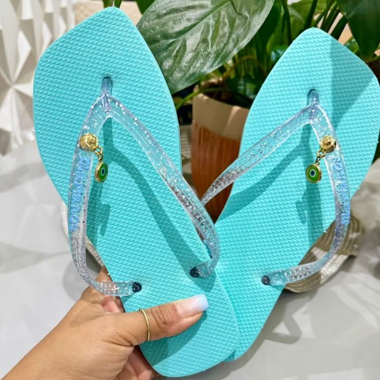 Chinelo Casual Feminino Glitter Moderno Confortável Praia Moda Beleza Casual