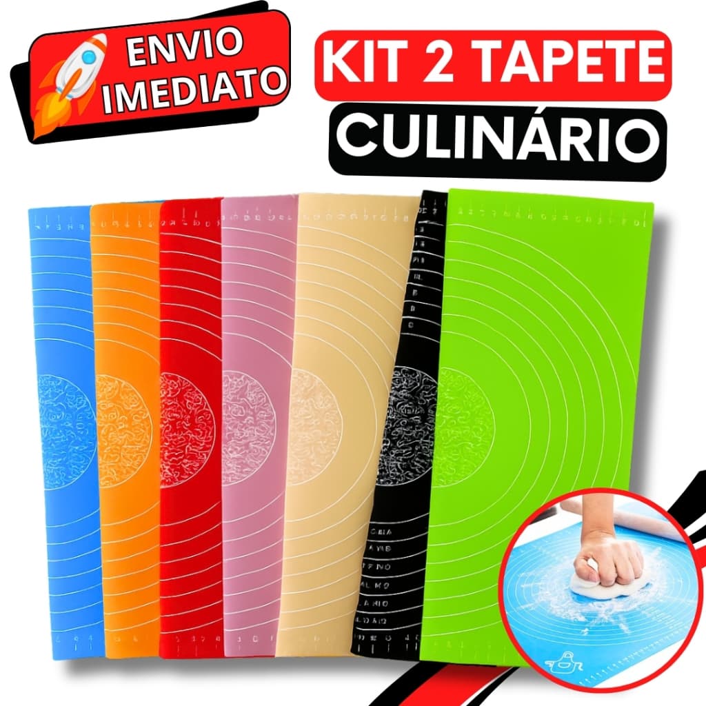 KIT Jogo 2 Tapete Culinário de Silicone Antiaderente Para Casa Cozinha Pão Doces Massas Tapete Para Assar Toalha de Mesa