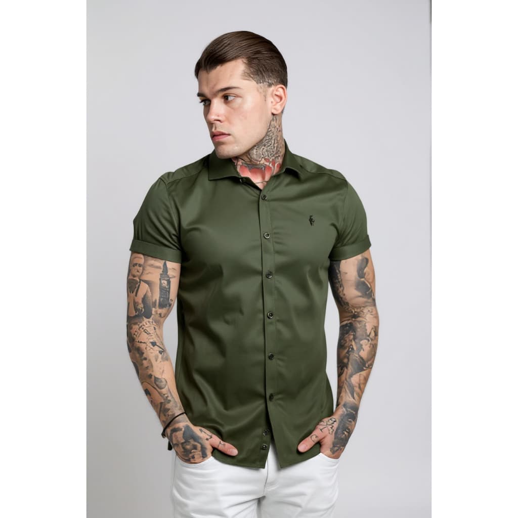 Camisa Social Slim Fit Premium Manga Curta