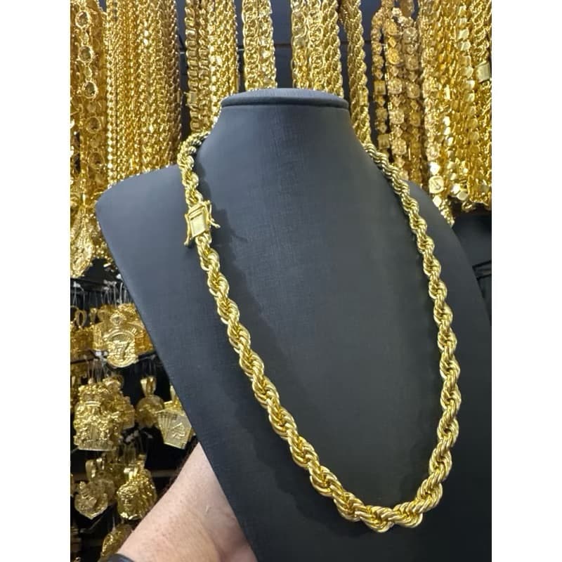Corrente 100% Moeda Antiga Elo Baiano Trançado 13mm 70cm Fecho Gaveta Trava Dupla