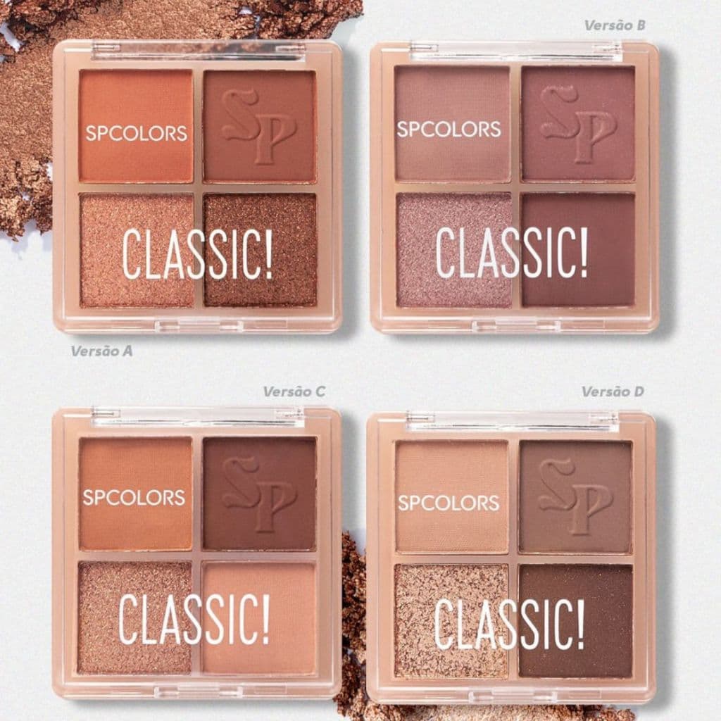 Paleta de sombras SPCOLORS Classic/ Tons Neutros/ 4 Cores
