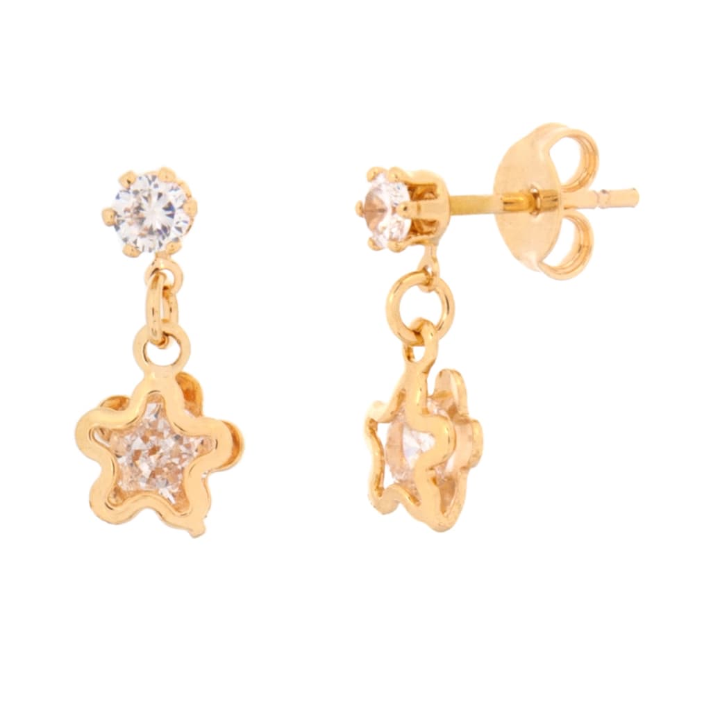 Brincos Folheado A Ouro 18k Infantil Segundo Furo Flor 33198
