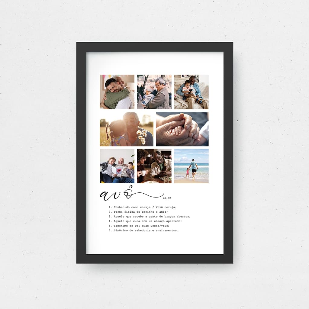 Quadro Personalizado Definição de Avô 8 Fotos Presente Para Avós