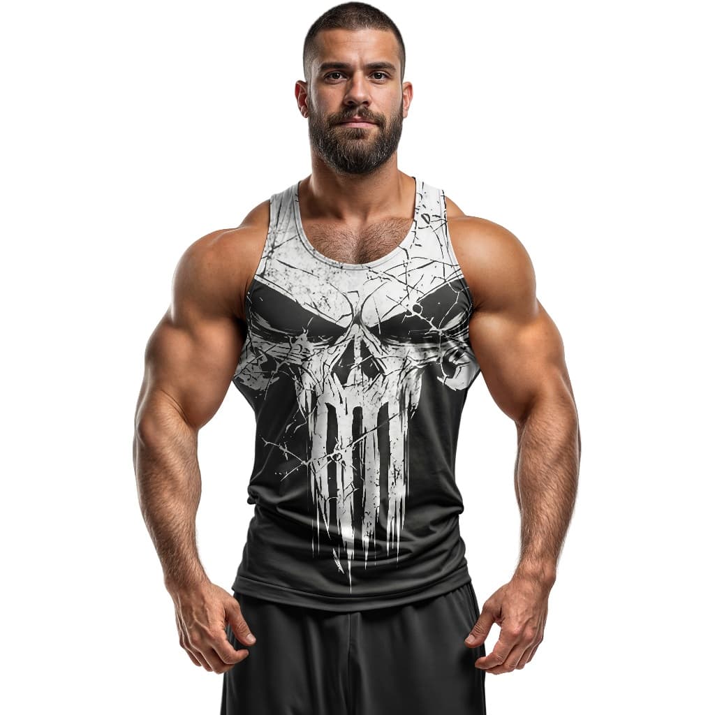 Regata Nadador masculino academia treino musculação dryfit Punisher art