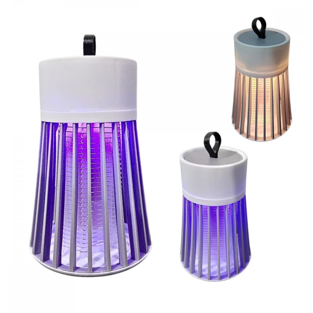 Luminária Mata Mosquito 2 em 1: Mata Insetos com LED UV e Luz Noturna - USB, Bivolt e Portátil