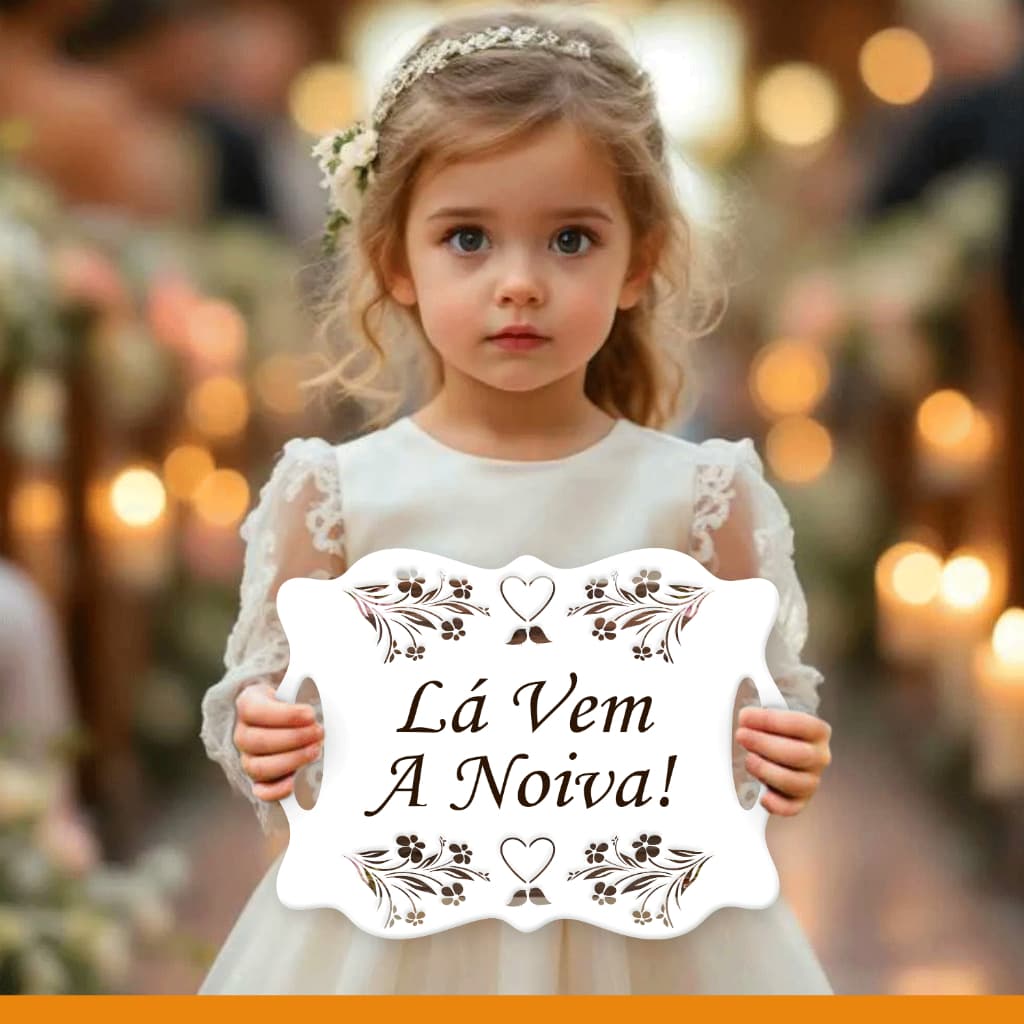 Plaquinha de Casamento - Lá Vem a Noiva - Entrada Pajem Daminha - Diversas Frases e/ou Personalizada