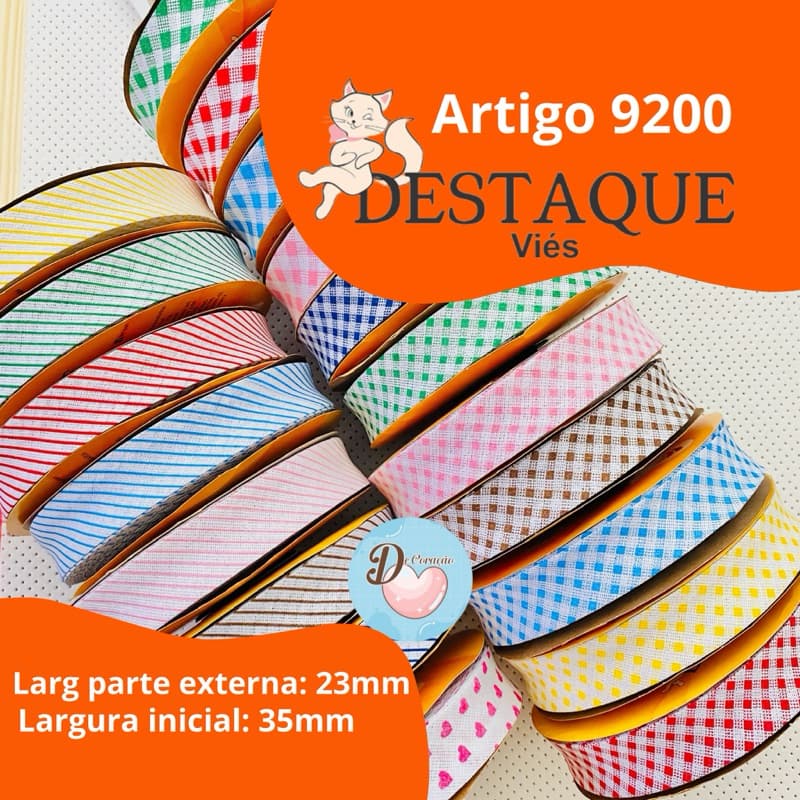 Viés para Costura Destaque Xadrez e Listrado - 35mm x 20m - Fita de Acabamento e Artesanato
