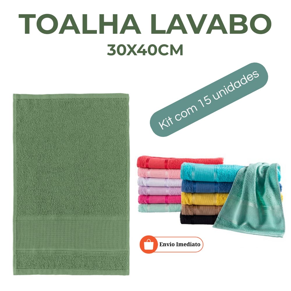 kit 15 Toalhas Lavabo para bordar 29x45cm Cores Sortidas algodão