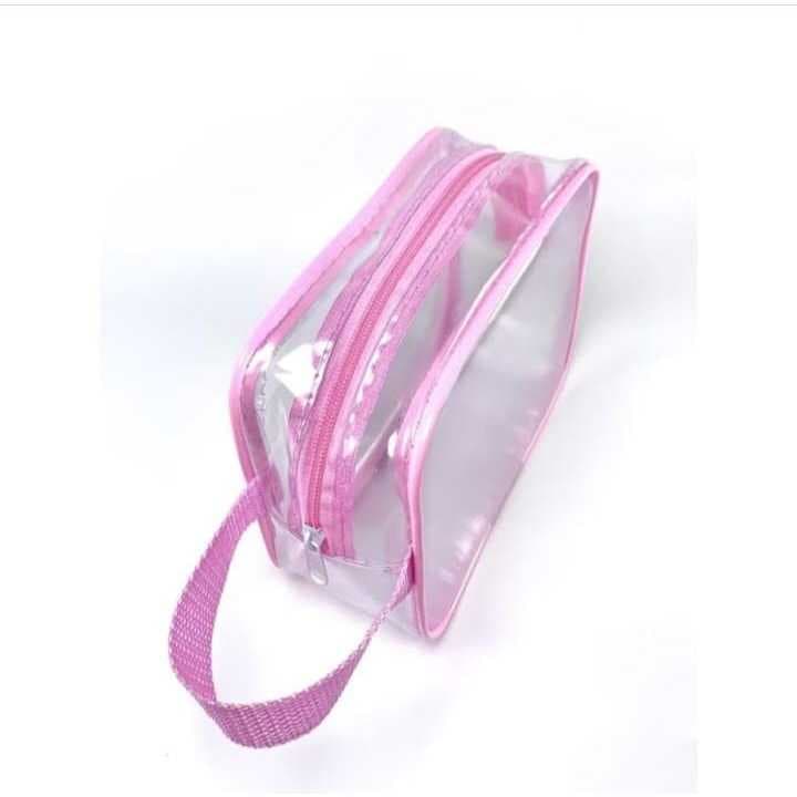 Bolsa Necessaire Transparente Plástico Reforçado Zíper e Alça Ideal Para Maquiagem, Viagem e Enfermagem