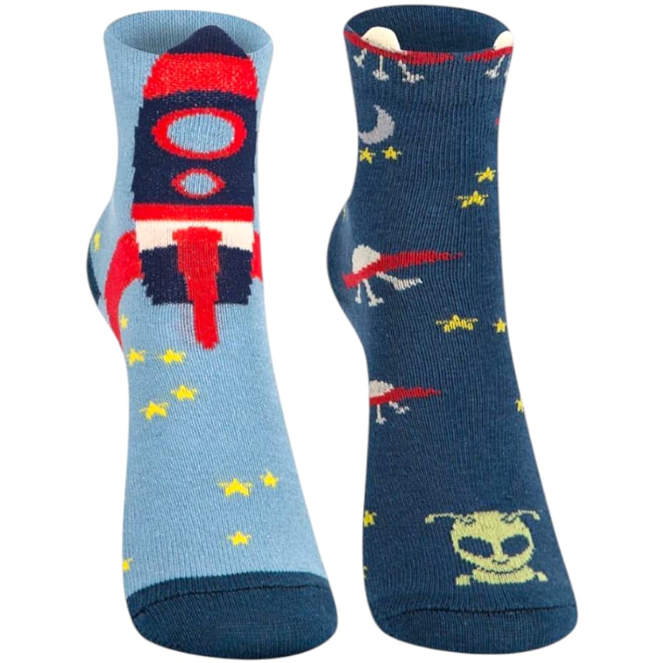 2Pares de Meia Infantil Soquete 3D Foguete