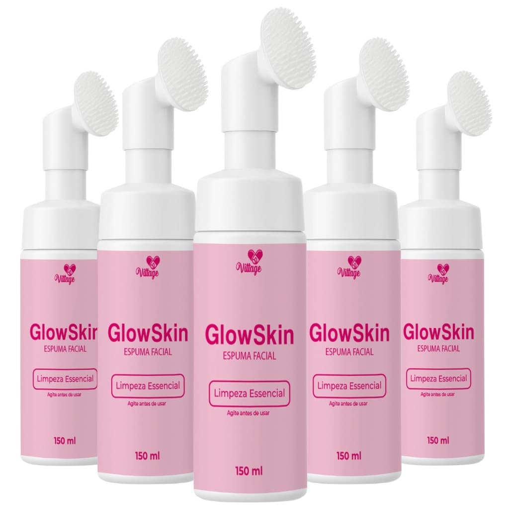 Kit com 5 Sabonete Facial em Espuma GLOW SKIN: Limpeza Profunda para uma Pele Iluminada | Com Aplicador Massageador