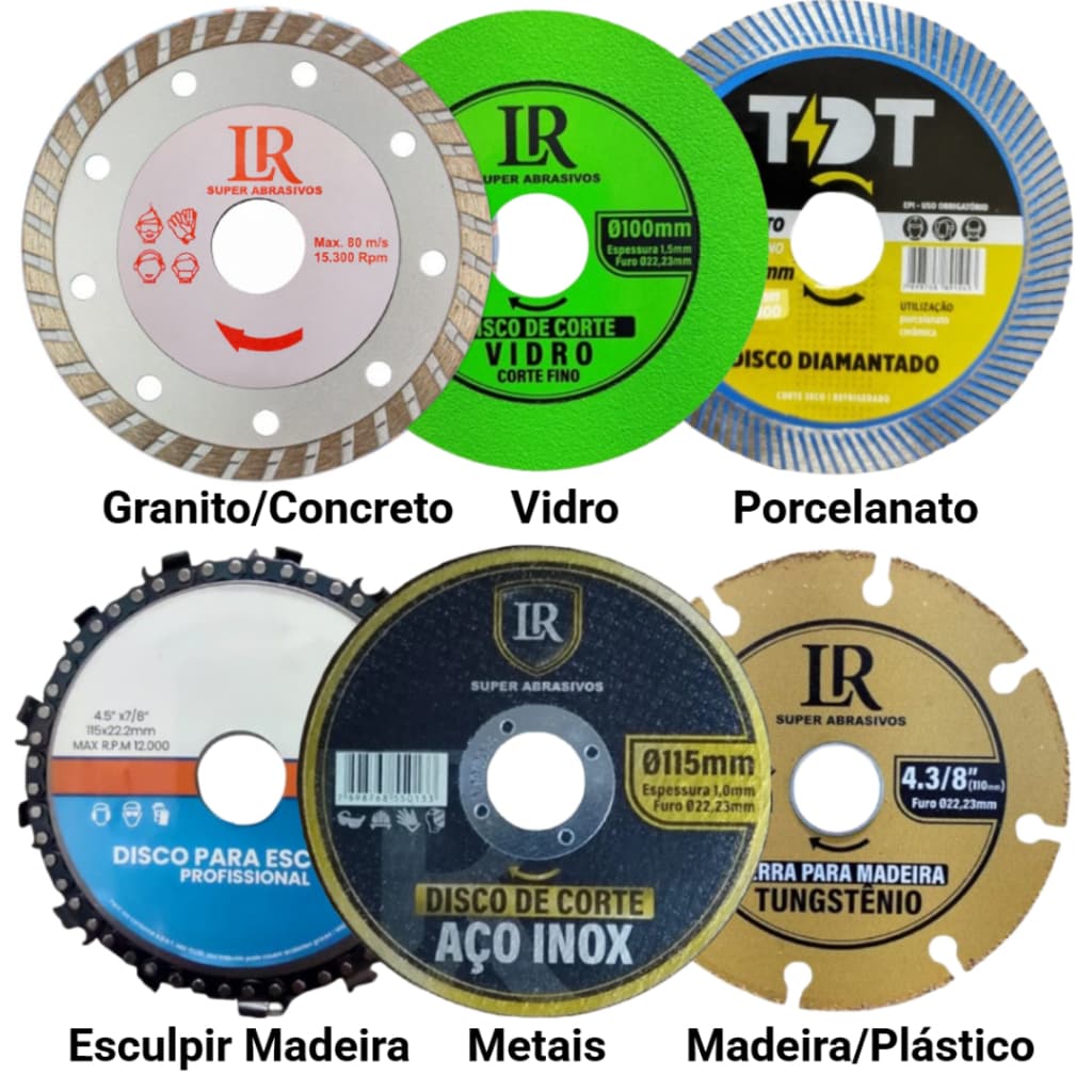 Disco de Corte Para Esmerilhadeira – Porcelanato Mármore Granito Concreto Madeira Metais e Vidro