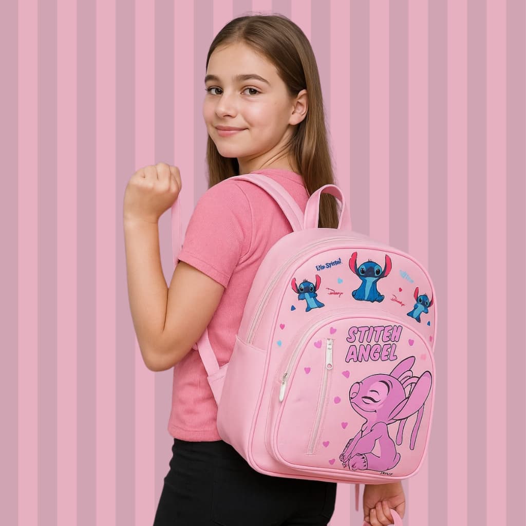 Mochila infantil menina femenina bolsa passeios stitch