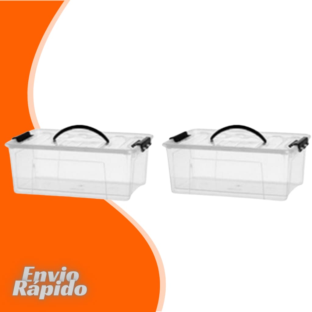 Kit 2 X Caixa Container Transparente Tampa Com Trava 20 Litros Plastico Organizador Casa Quarto 20L