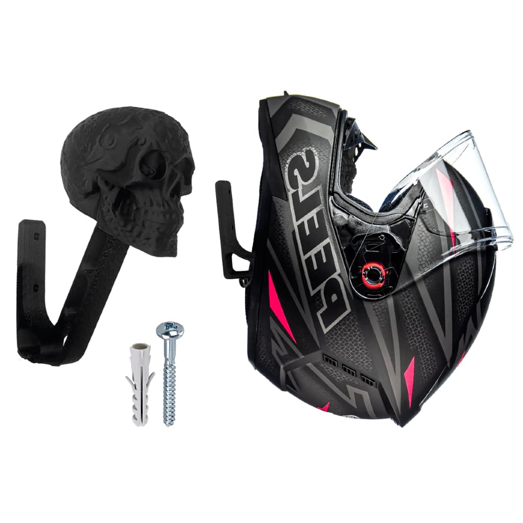 Suporte para Capacete de Moto de Parede - Modelo Caveira