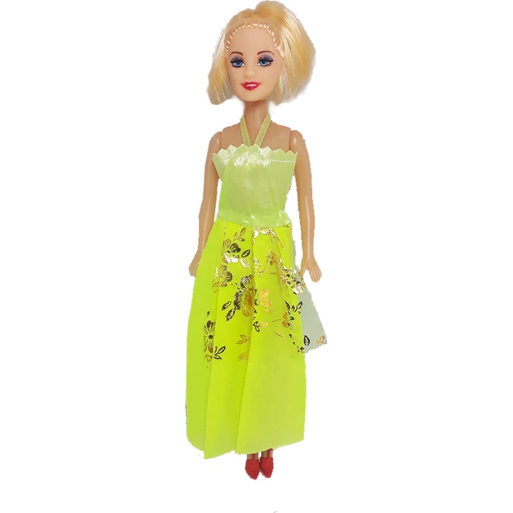 Boneca Charmosa com Vestido Longo Estampado – Brinquedo Infantil