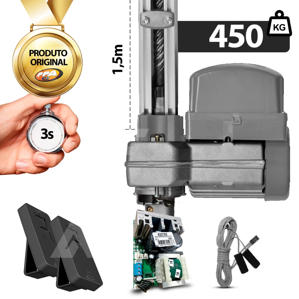 Kit Motor Para Basculante JetFlex Penta 1/2hp 450Kg Trilho 1,5m PPA
