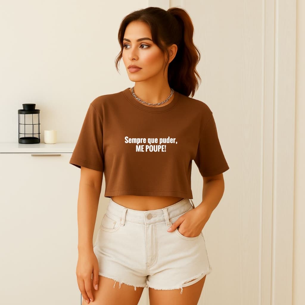 Blusinha Cropped Camiseta Feminina Frases Sempre Que Puder Mi Polpe