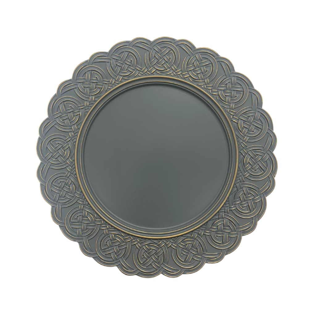 Kit 6 Sousplat Cinza Liso Para Decoração de Mesa Posta Jantar Resistente Relevo Dia a Dia