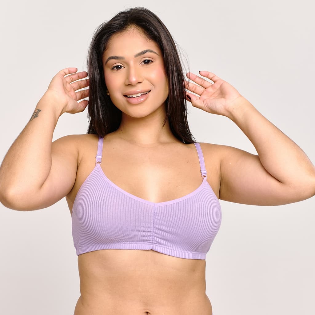 Sutiã Canelado Conforto Sem Bojo Suede Bralette | 600