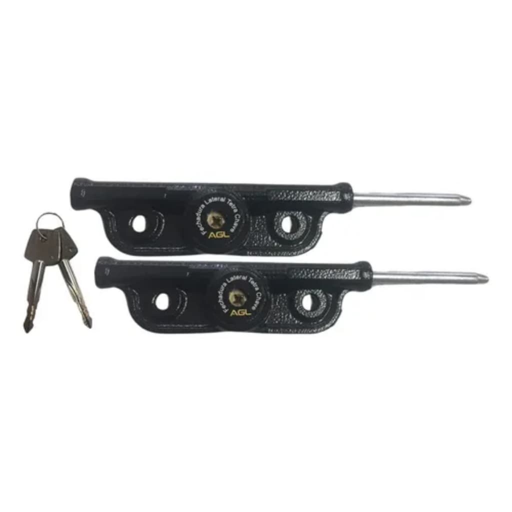 Fechadura Trava Lateral Tetra Chave Agl Porta 1 Par Preta