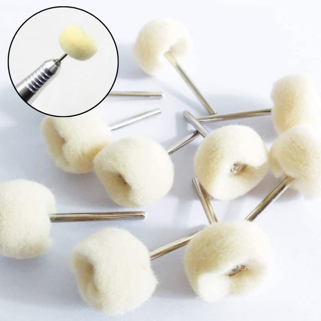 Broca Escova Polidora de Feltro Macio Branca Para Polimento de Unhas Manicure
