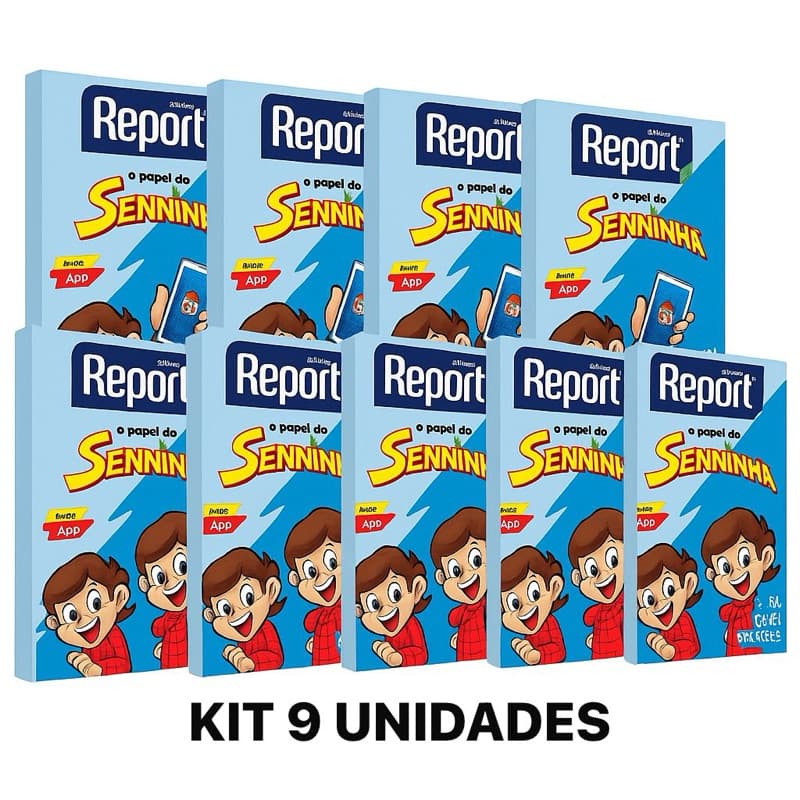 Kit Papel Sulfite A4 Report Senninha - ( 9 e 10 Unidades) Azul 75g