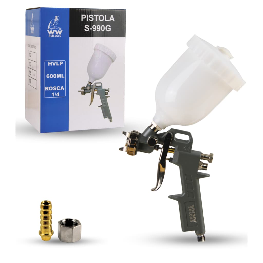 Pistola Pintura Gravidade 600ml Bico 1.5mm WWSoldas