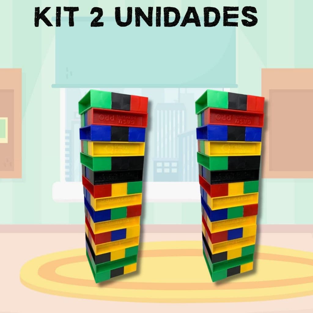 Kit Jogo Interativo Torre de Equilíbrio 45 Peças + Cubo Mágico 3x3 Clássico Educativo