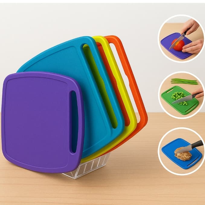 Kit Com 5 Tabuas de Plástico Pequena para Carnes e Legumes Hermético