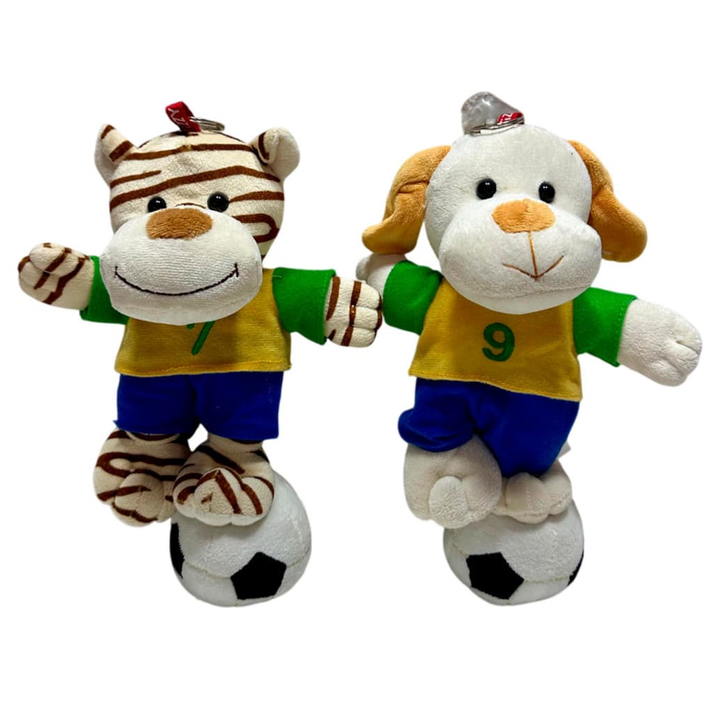 Urso Animal Pelucia Torcedor Selecao Brasileira Nicho Tigre Cachorrinho Cesta Fofo Decoracao Futebol - 27cm