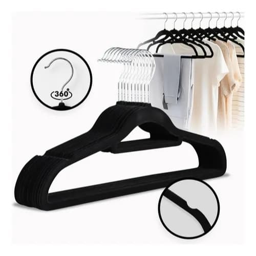 Kit 10/20/30 Unidades Cabides Slim Veludo Roupas Camisa Antideslizante Slim Fino Resistente Adulto