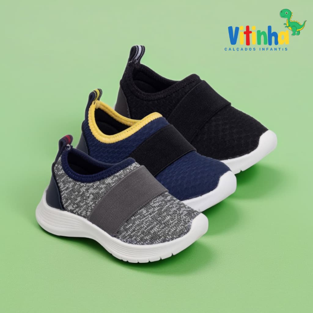 Tenis Meia Infatil Barato Calce Facil Menino Bebe Sapato Masculino