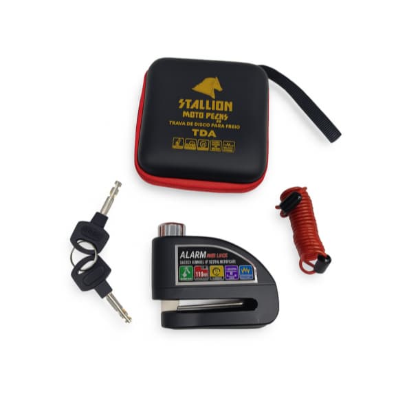 Trava Cadeado Disco de Freio com Alarme Antifurto para Moto Stallion