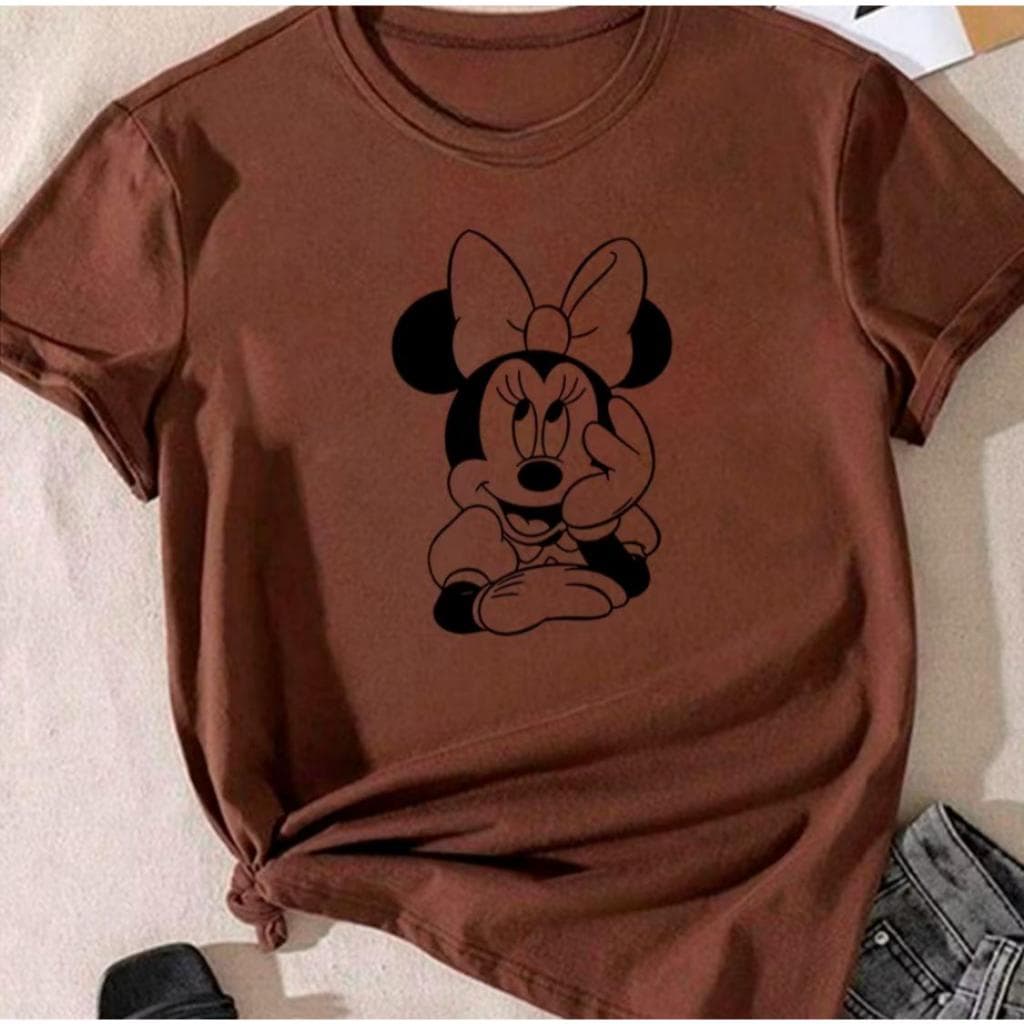 T-shirt Linda Minnie Mouse Mickey Fofa Escondida Camiseta Feminina Blusinha unissex