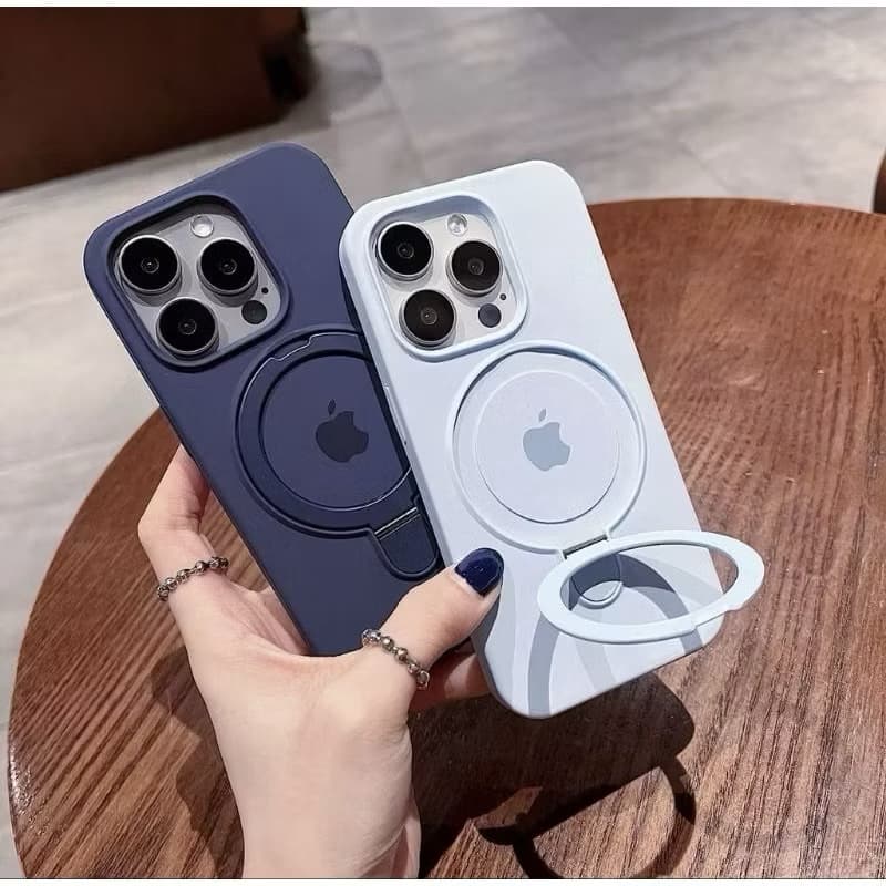 Novo Silicone Líquido Magnético Para Capa Resistente A Choques Magnéticos iPhone16 15 14 13 12  Pro Max Suporte Dobrável