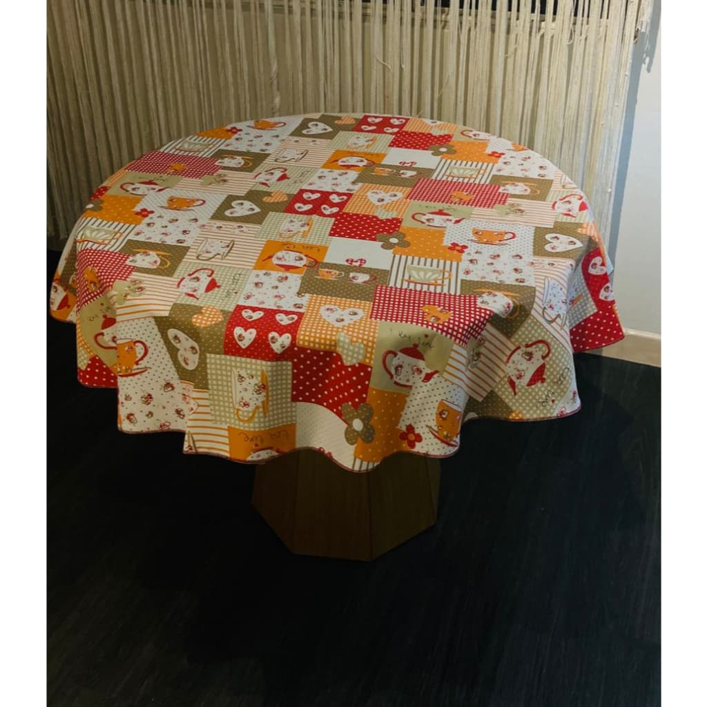 Toalhas de Mesa Redonda de Bule Vermelho, 4 LUGARES. 1, 2 OU 3 Toalhas. PREÇO DE FÁBRICA!