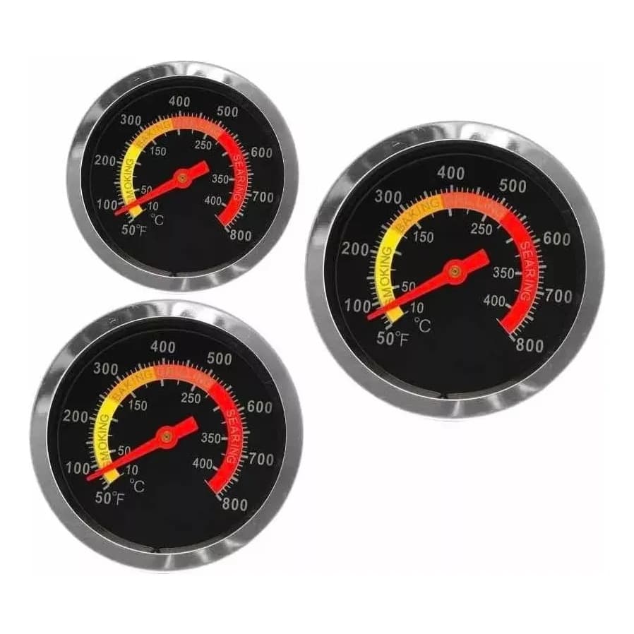 Kit 3x Termômetros Churrasqueira Bafo Forno Defumador 350oc Preto