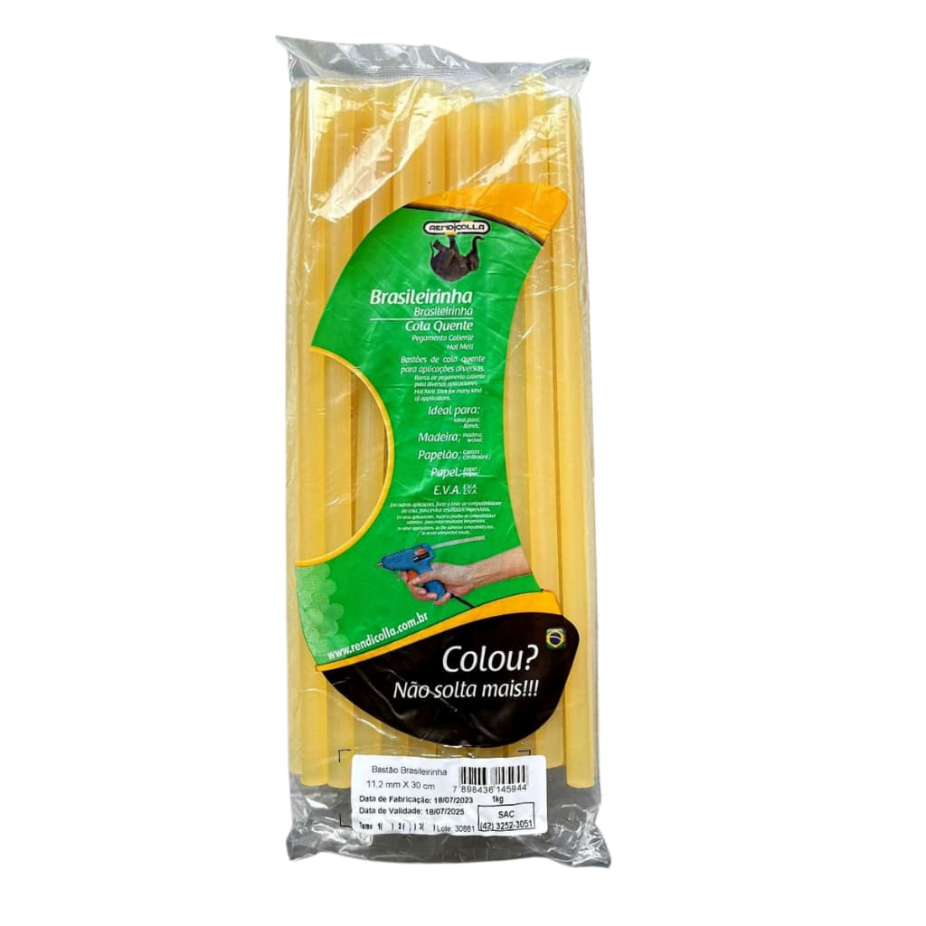 Bastão Cola Quente Amarelo 1KG 11mm Grosso Artesanato Escolar