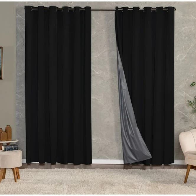 Cortina Blackout Preto ou Bege – Vários Tamanhos (280x180 / 220 / 250 / 280) – Bloqueia Luz e Decora