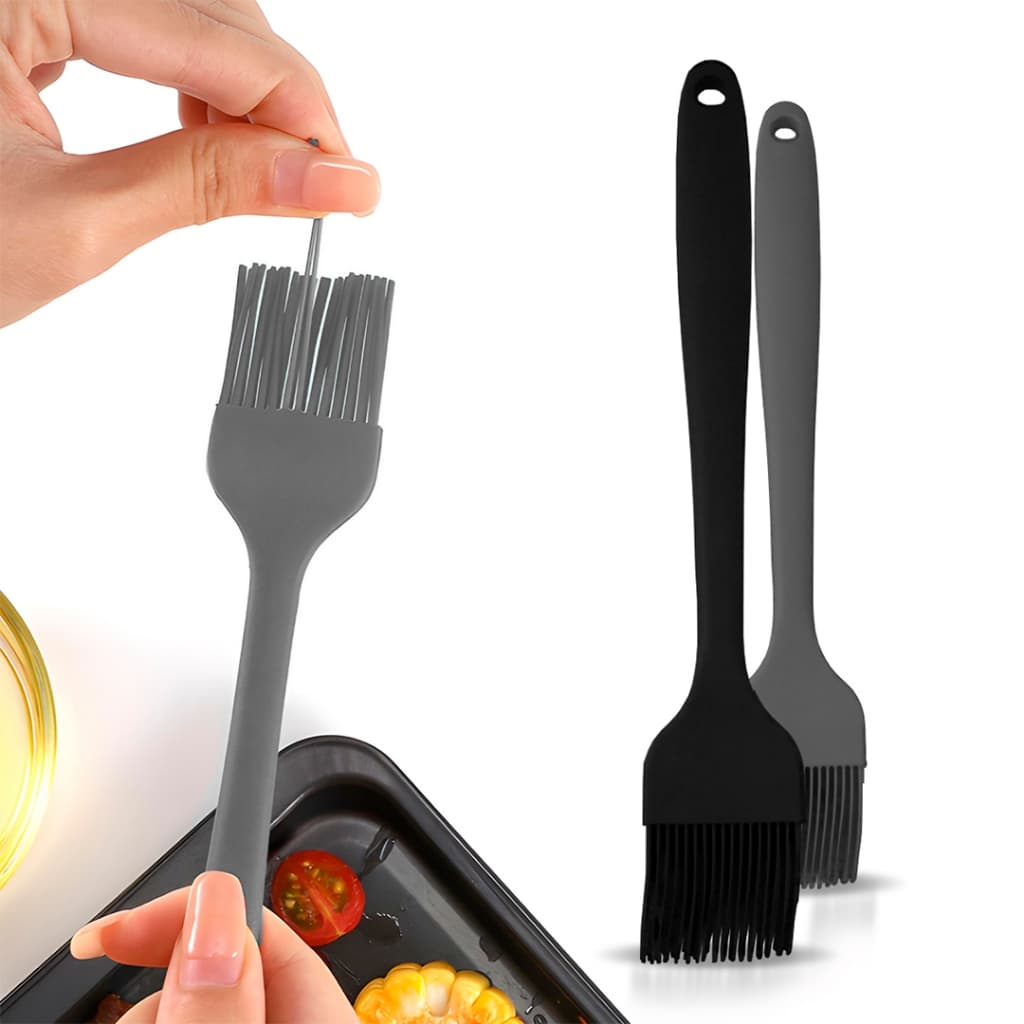 Pincel Culinário Chef 27cm Preto Silicone Multiuso Reforçado Pincelar Massas Formas Frigideiras