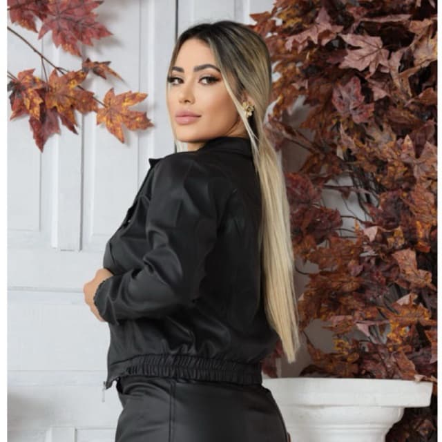 Jaqueta De Couro Bomber Feminina Moda Inverno